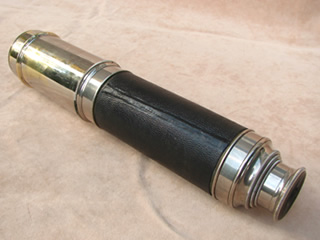 3 draw leather clad telescope with filled seam
